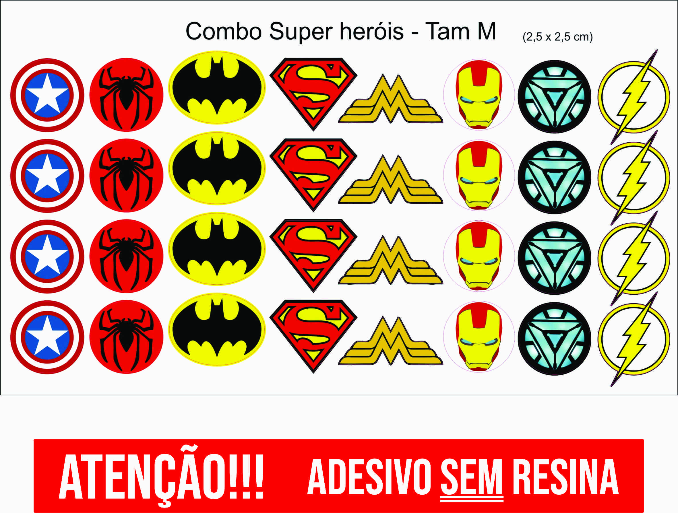 844 - Logo Super Heróis Sem Resina